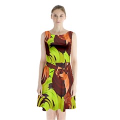 Neutral Abstract Picture Sweet Shit Confectioner Sleeveless Chiffon Waist Tie Dress by Nexatart