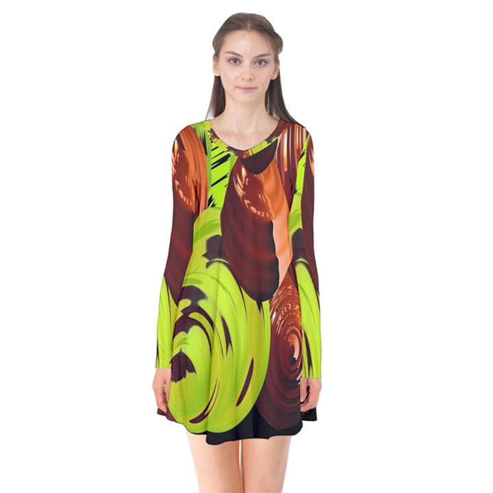 Neutral Abstract Picture Sweet Shit Confectioner Flare Dress