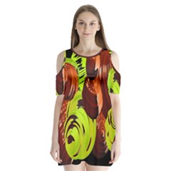 Neutral Abstract Picture Sweet Shit Confectioner Shoulder Cutout Velvet  One Piece by Nexatart