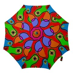 Digitally Painted Patchwork Shapes With Bold Colours Hook Handle Umbrellas (small) by Nexatart