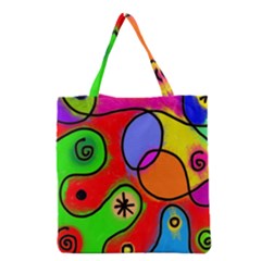 Digitally Painted Patchwork Shapes With Bold Colours Grocery Tote Bag by Nexatart