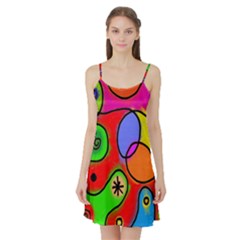 Digitally Painted Patchwork Shapes With Bold Colours Satin Night Slip by Nexatart