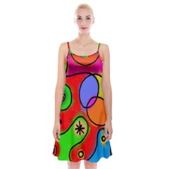 Digitally Painted Patchwork Shapes With Bold Colours Spaghetti Strap Velvet Dress by Nexatart