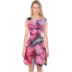 Raspberry Delight Capsleeve Midi Dress by Nexatart