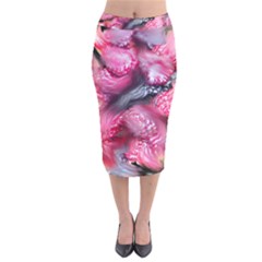 Raspberry Delight Velvet Midi Pencil Skirt by Nexatart