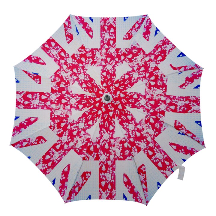 British Flag Abstract British Union Jack Flag In Abstract Design With Flowers Hook Handle Umbrellas (Large)