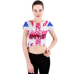 British Flag Abstract British Union Jack Flag In Abstract Design With Flowers Crew Neck Crop Top by Nexatart