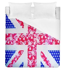 British Flag Abstract British Union Jack Flag In Abstract Design With Flowers Duvet Cover (queen Size) by Nexatart