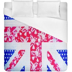 British Flag Abstract British Union Jack Flag In Abstract Design With Flowers Duvet Cover (king Size) by Nexatart