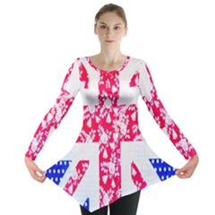 British Flag Abstract British Union Jack Flag In Abstract Design With Flowers Long Sleeve Tunic  by Nexatart