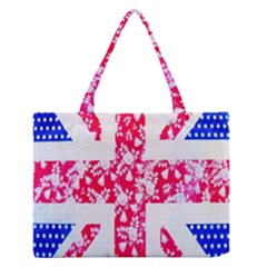 British Flag Abstract British Union Jack Flag In Abstract Design With Flowers Medium Zipper Tote Bag by Nexatart