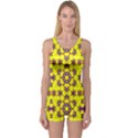 Yellow Seamless Wallpaper Digital Computer Graphic One Piece Boyleg Swimsuit View1