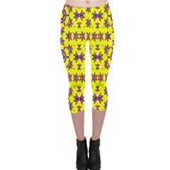 Yellow Seamless Wallpaper Digital Computer Graphic Capri Leggings  by Nexatart