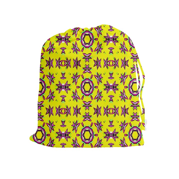 Yellow Seamless Wallpaper Digital Computer Graphic Drawstring Pouches (Extra Large)