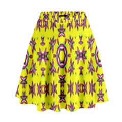 Yellow Seamless Wallpaper Digital Computer Graphic High Waist Skirt by Nexatart