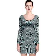 Kaleidoskope Digital Computer Graphic Long Sleeve Velvet Bodycon Dress by Nexatart