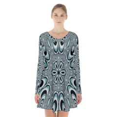 Kaleidoskope Digital Computer Graphic Long Sleeve Velvet V-neck Dress by Nexatart