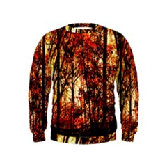 Forest Trees Abstract Kids  Sweatshirt by Nexatart