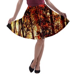 Forest Trees Abstract A-line Skater Skirt by Nexatart