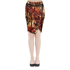 Forest Trees Abstract Midi Wrap Pencil Skirt by Nexatart