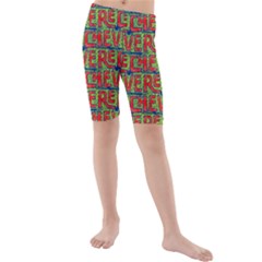 Typographic Graffiti Pattern Kids  Mid Length Swim Shorts by dflcprintsclothing