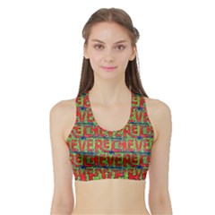 Typographic Graffiti Pattern Sports Bra With Border by dflcprintsclothing