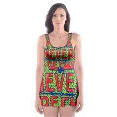 Typographic Graffiti Pattern Skater Dress Swimsuit by dflcprintsclothing