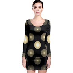 Gray Balls On Black Background Long Sleeve Bodycon Dress by Nexatart