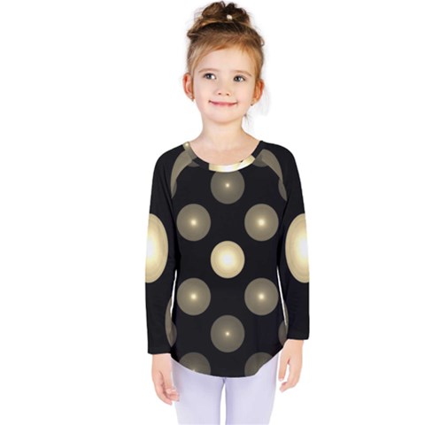 Gray Balls On Black Background Kids  Long Sleeve Tee by Nexatart