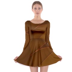 Brown Background Waves Abstract Brown Ribbon Swirling Shapes Long Sleeve Skater Dress by Nexatart