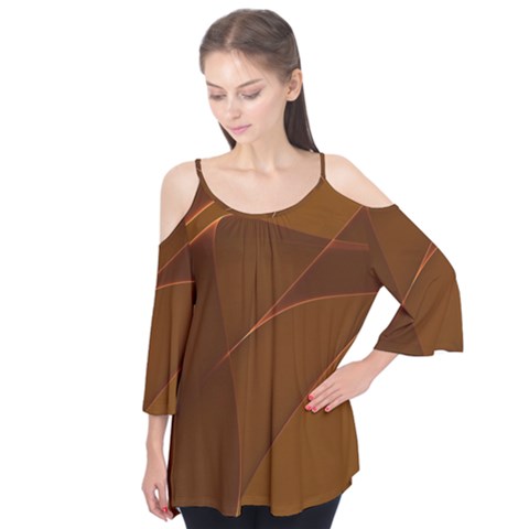 Brown Background Waves Abstract Brown Ribbon Swirling Shapes Flutter Tees by Nexatart