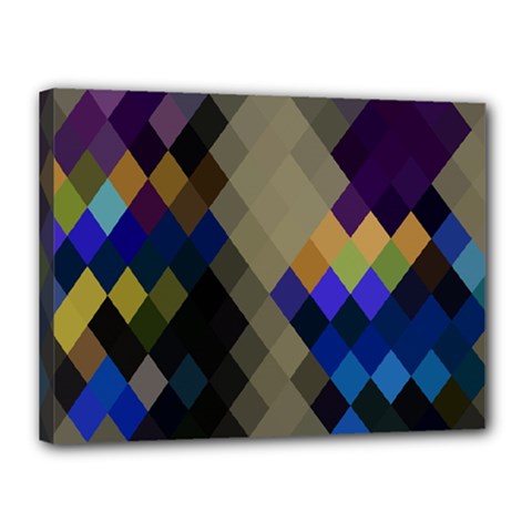 Background Of Blue Gold Brown Tan Purple Diamonds Canvas 16  X 12  by Nexatart