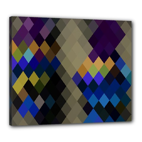 Background Of Blue Gold Brown Tan Purple Diamonds Canvas 24  X 20  by Nexatart