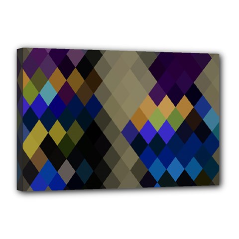 Background Of Blue Gold Brown Tan Purple Diamonds Canvas 18  X 12  by Nexatart