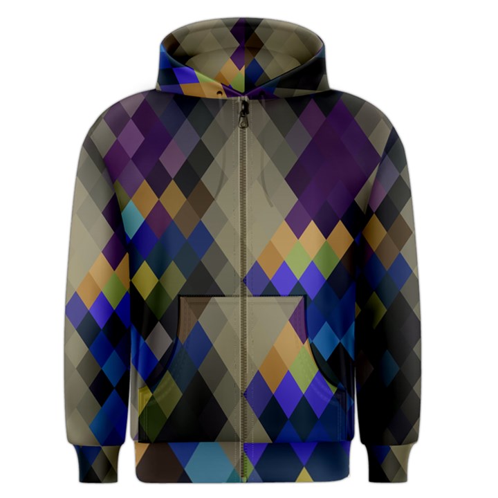 Background Of Blue Gold Brown Tan Purple Diamonds Men s Zipper Hoodie