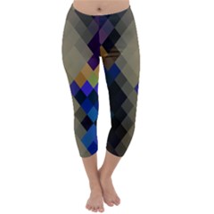 Background Of Blue Gold Brown Tan Purple Diamonds Capri Winter Leggings  by Nexatart