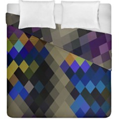 Background Of Blue Gold Brown Tan Purple Diamonds Duvet Cover Double Side (king Size) by Nexatart