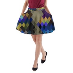 Background Of Blue Gold Brown Tan Purple Diamonds A-line Pocket Skirt by Nexatart