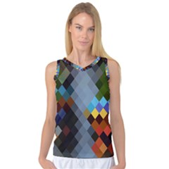 Diamond Abstract Background Background Of Diamonds In Colors Of Orange Yellow Green Blue And More Women s Basketball Tank Top by Nexatart