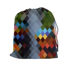 Diamond Abstract Background Background Of Diamonds In Colors Of Orange Yellow Green Blue And More Drawstring Pouches (xxl) by Nexatart