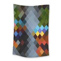 Diamond Abstract Background Background Of Diamonds In Colors Of Orange Yellow Green Blue And More Small Tapestry