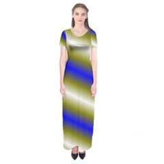 Color Diagonal Gradient Stripes Short Sleeve Maxi Dress by Nexatart