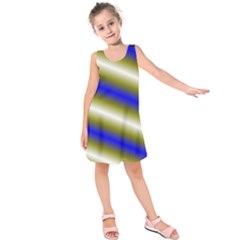 Color Diagonal Gradient Stripes Kids  Sleeveless Dress by Nexatart