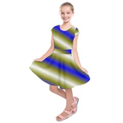 Color Diagonal Gradient Stripes Kids  Short Sleeve Dress by Nexatart