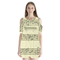 Music Notes On A Color Background Shoulder Cutout Velvet  One Piece by Nexatart