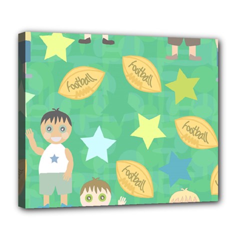 Football Kids Children Pattern Deluxe Canvas 24  X 20   by Nexatart