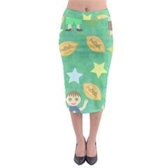 Football Kids Children Pattern Midi Pencil Skirt by Nexatart