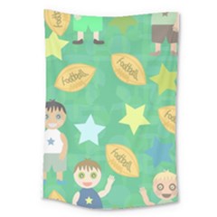 Football Kids Children Pattern Large Tapestry by Nexatart