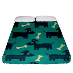 Happy Dogs Animals Pattern Fitted Sheet (queen Size) by Nexatart