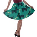 Happy Dogs Animals Pattern A-line Skater Skirt View1